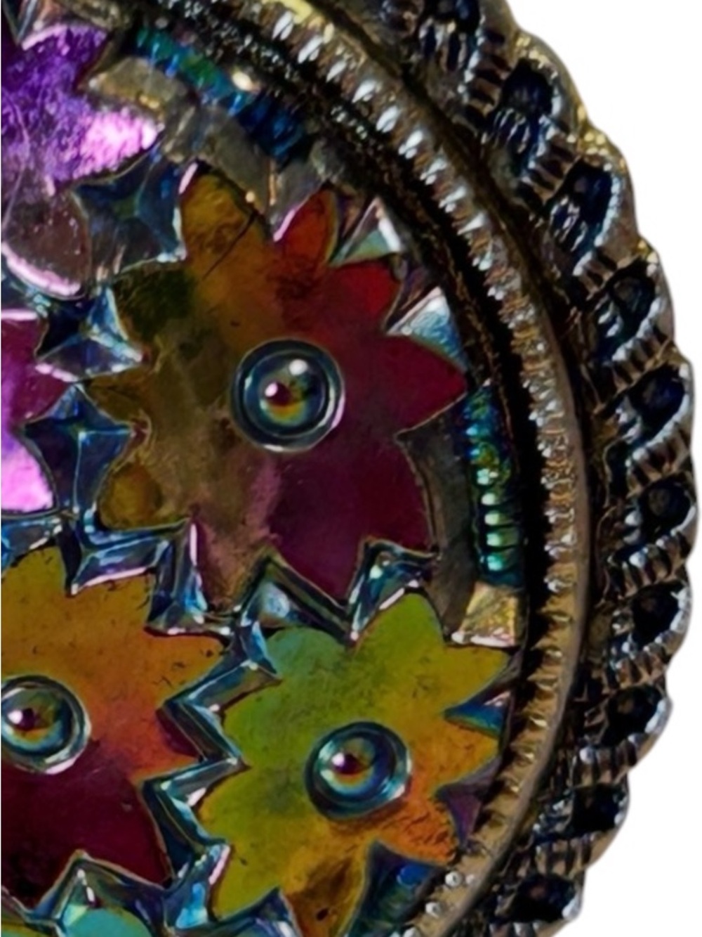 Vintage Western Germany Gold Tone Iridescent Floral Starburst Scarf Clip - Picture 4 of 8